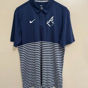 Nike MLB Atlanta Braves Baseball Team Issue Navy Golf Polo Shirt Mens NEW